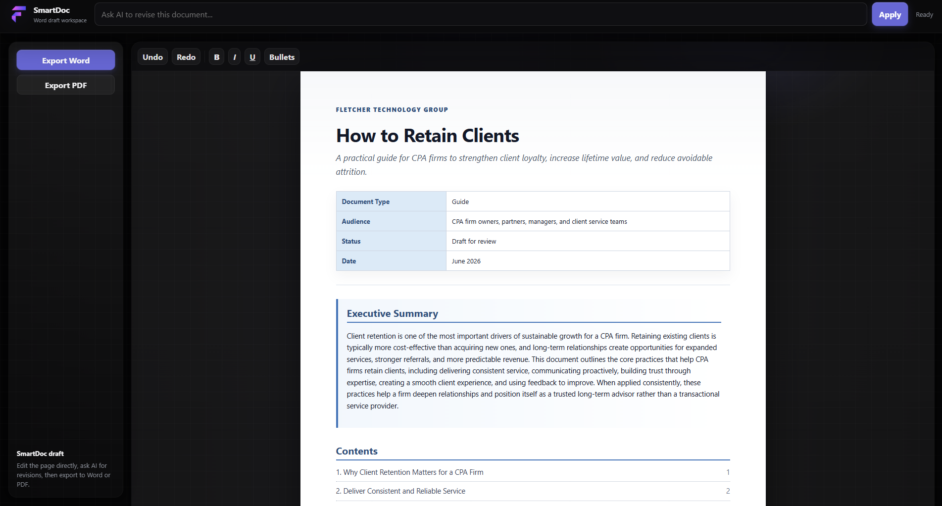FTG AI SmartDoc document editor